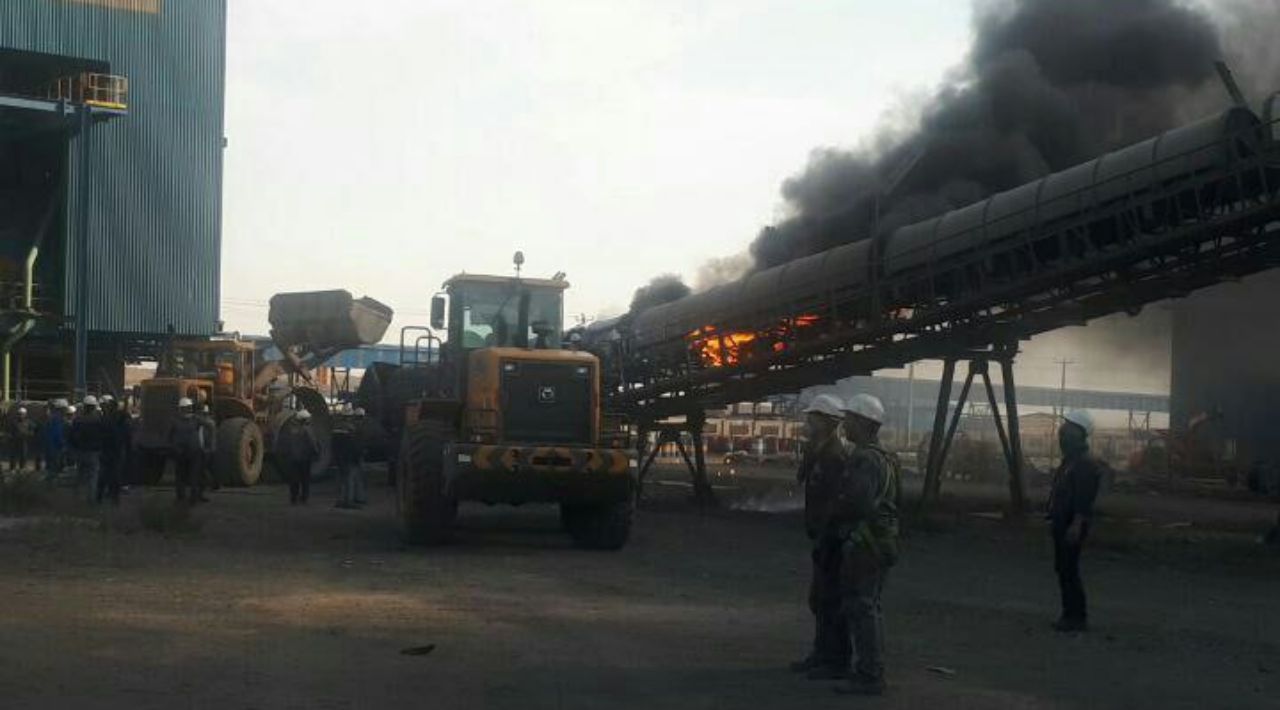 آتش سوزی در کارخانه کنسانتره گروه توسعه ملی سنگان